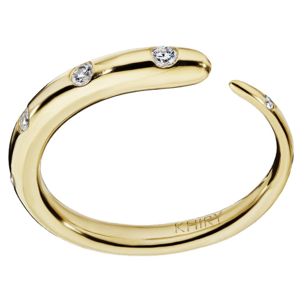 Khartoum Stacking Ring in 18k Gold with Diamond Trim For Sale