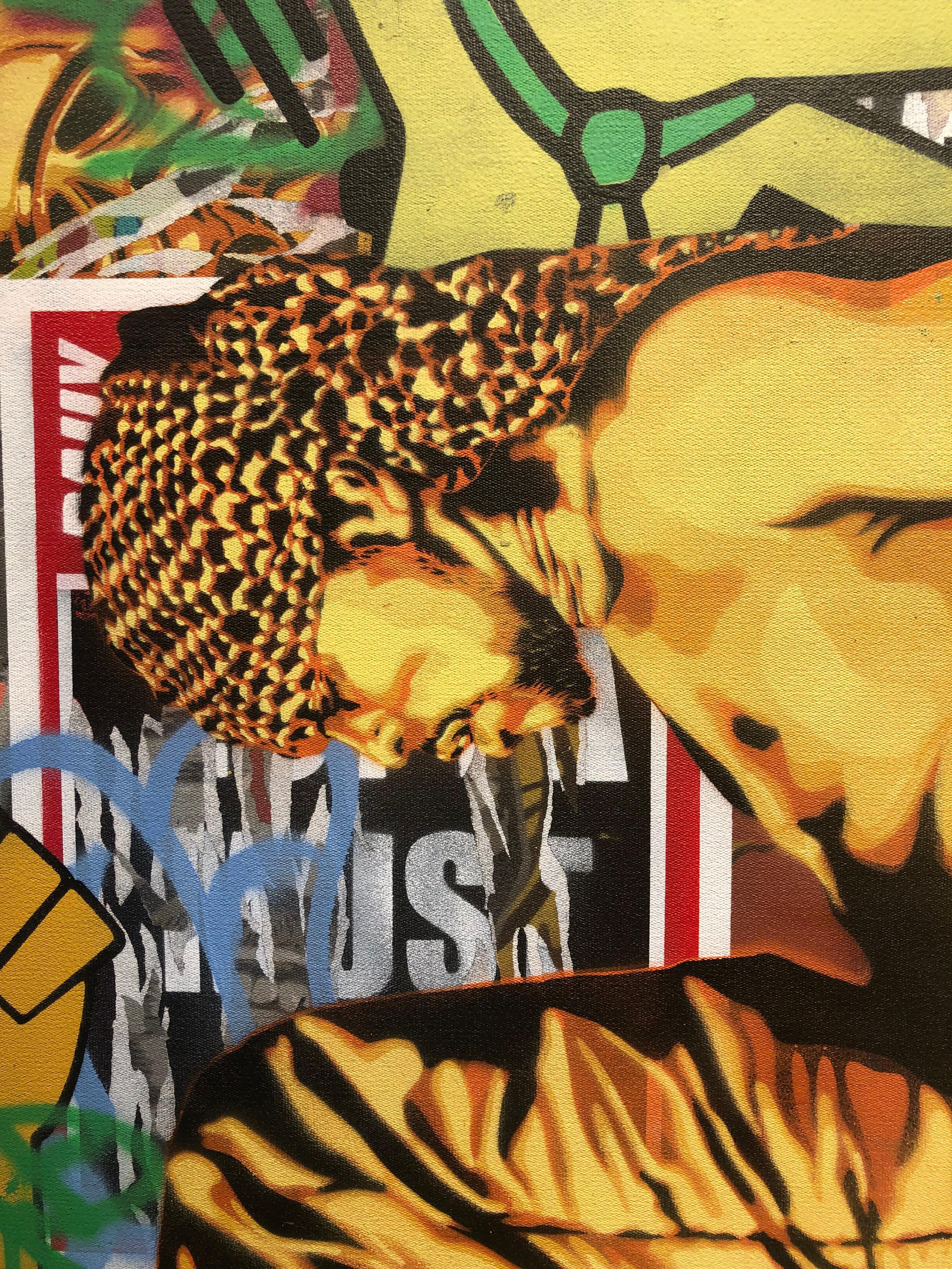 Podium – Buntes, kantiges Pop-Art- Originalgemälde mit Graffiti (Zeitgenössisch), Painting, von Khaya Witbooi