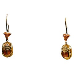 Antique Khepri Coral Droplets Earrings Gold