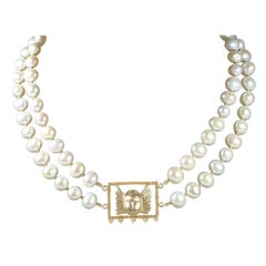 Khepri Pearl Necklace, 18 Karat Gold Plated