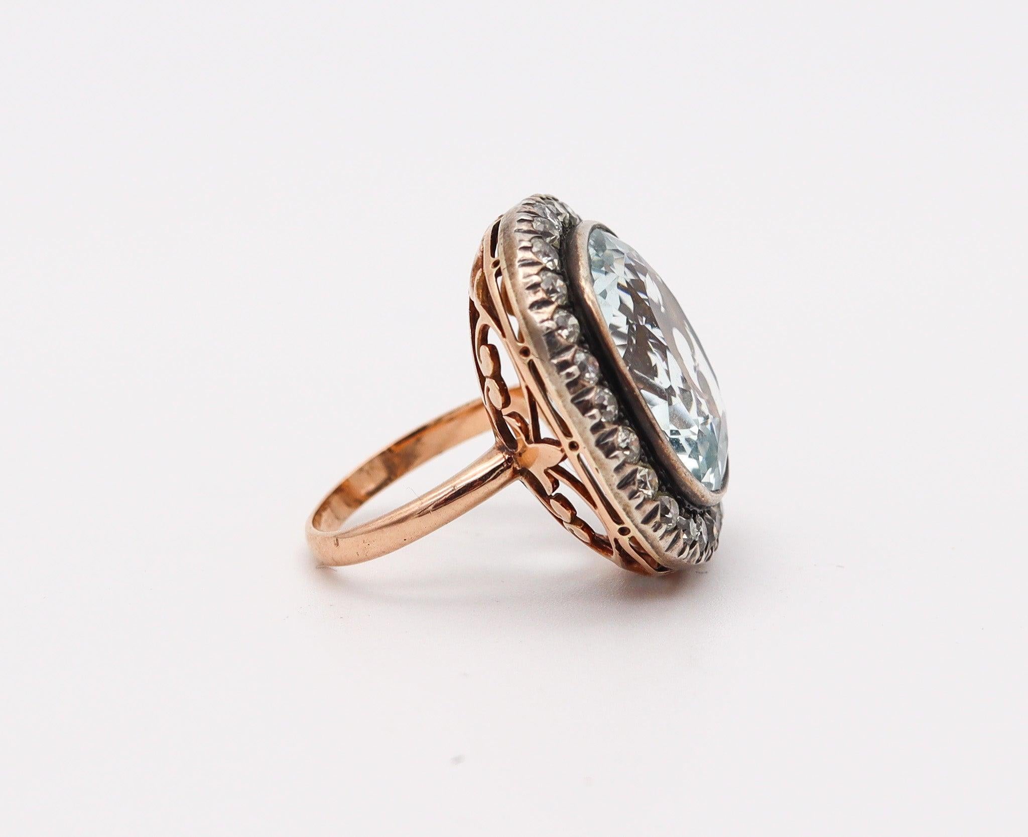 KHLEBNIKOV Cocktailring 14Kt Gold Silber mit 26,88 Karat Aquamarinen & Diamanten Damen