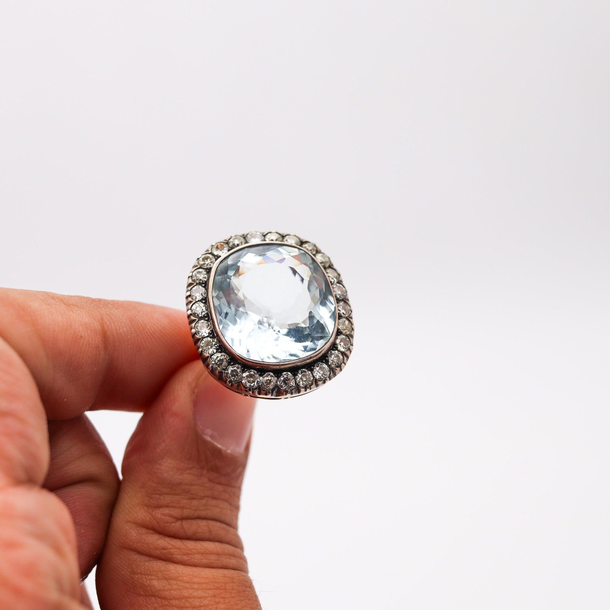 KHLEBNIKOV Cocktailring 14Kt Gold Silber mit 26,88 Karat Aquamarinen & Diamanten 2