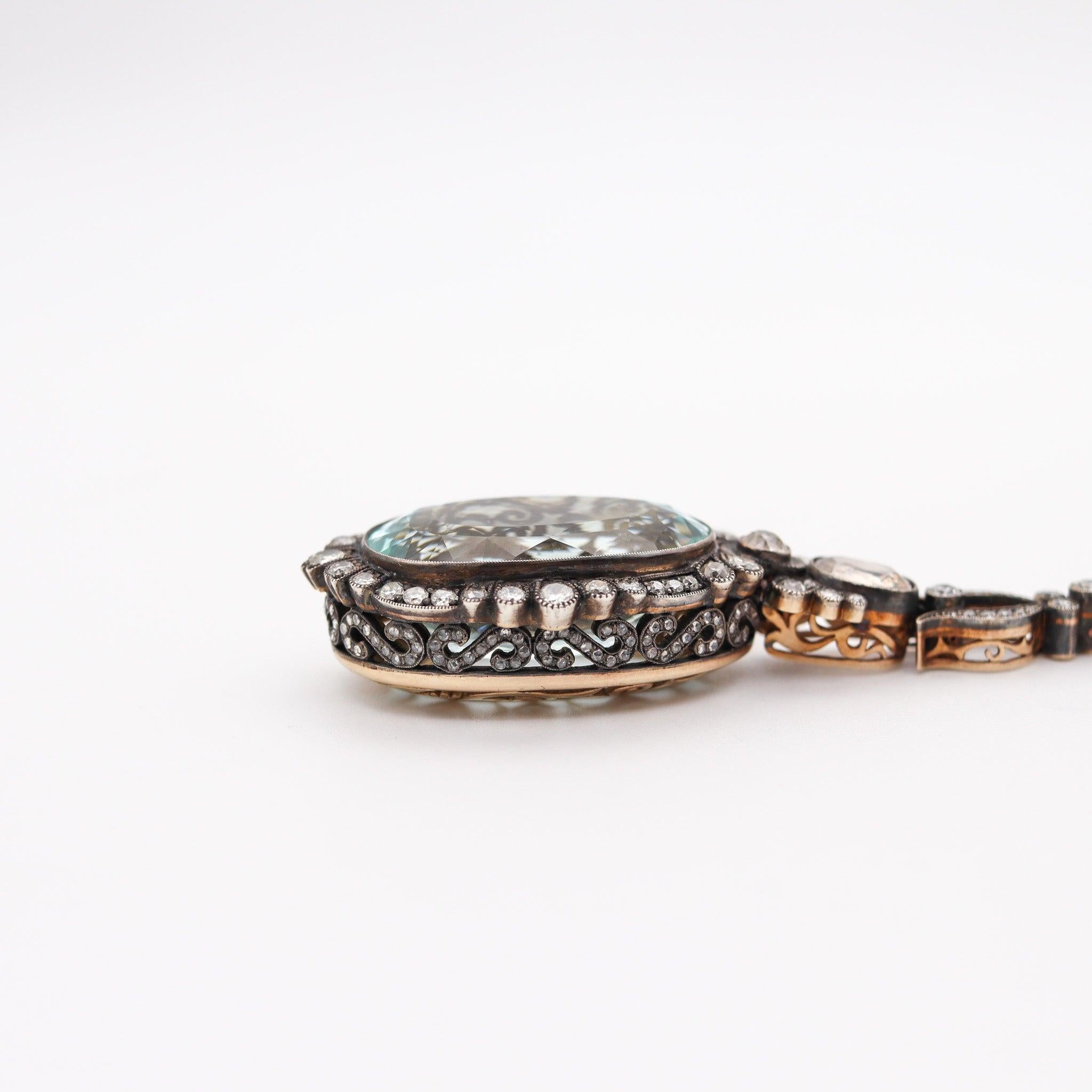 KHLEBNIKOV Necklace In 14Kt Gold Silver With 118.91 Ctw Aquamarines & Diamonds For Sale 5