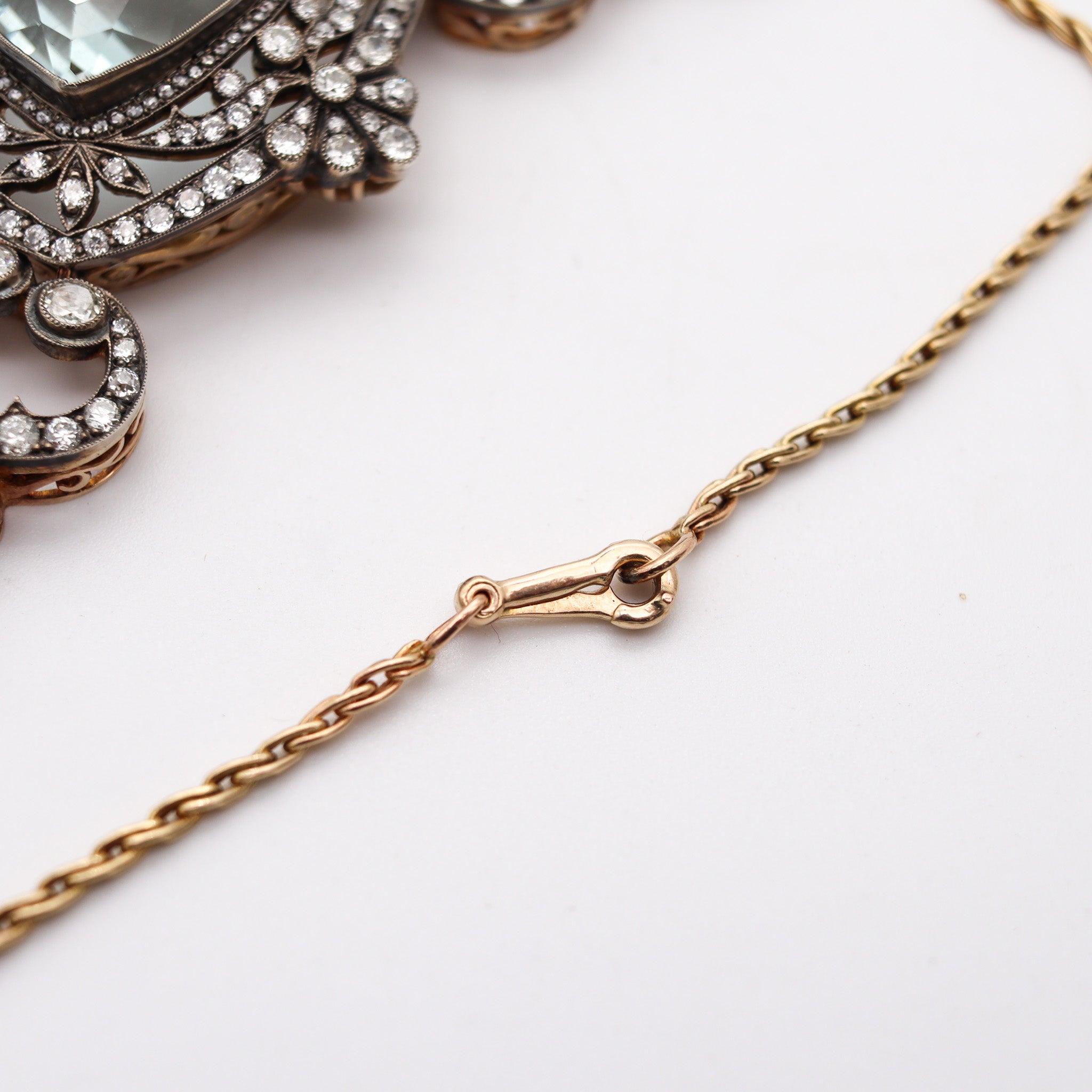 KHLEBNIKOV Necklace In 14Kt Gold Silver With 118.91 Ctw Aquamarines & Diamonds For Sale 3