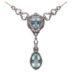 KHLEBNIKOV Halskette aus 14 Karat Gold und Silber mit 118,91 Karat Aquamarinen und Diamanten