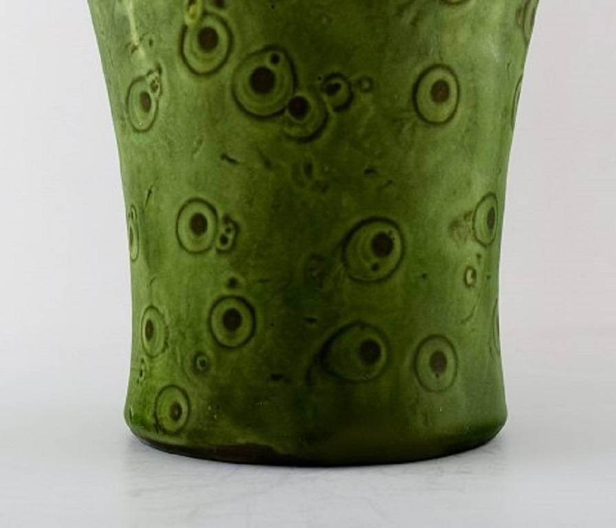 Danish Kähler, Denmark, Large Glazed Stoneware Vase, Beautiful Green Glaze, 1930s-1940s