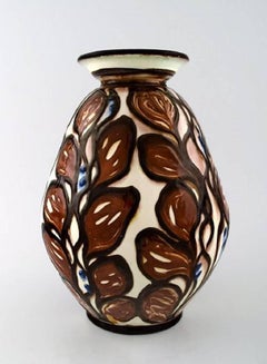 Kähler, Denmark, Large Glazed Stoneware Vase in Modern Design, 1930s-1940s