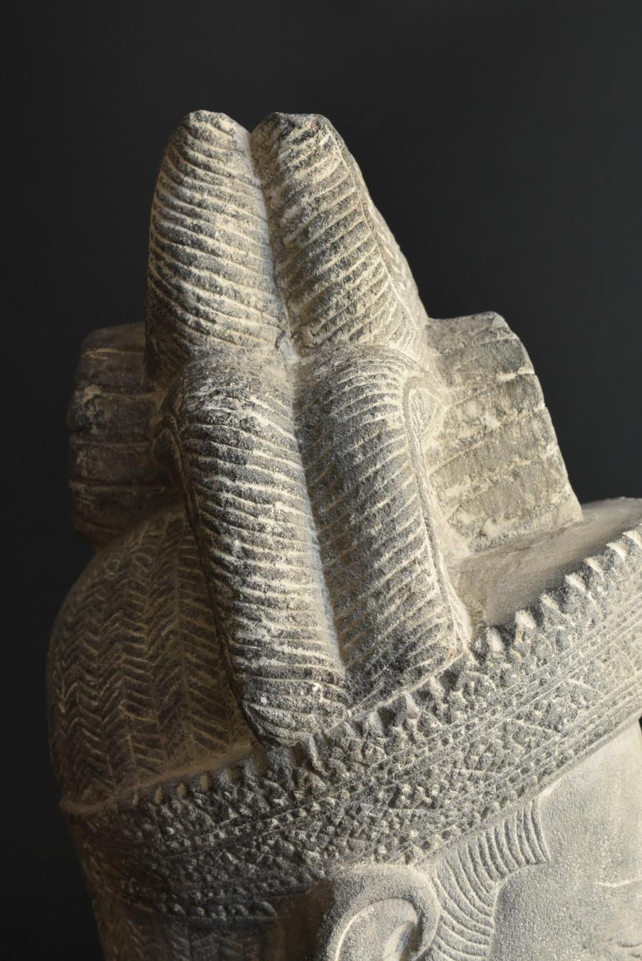 Khmer Antique Stone Buddha Head/14th-15th Century/Stone Buddha/Cambodia/Thailand 3