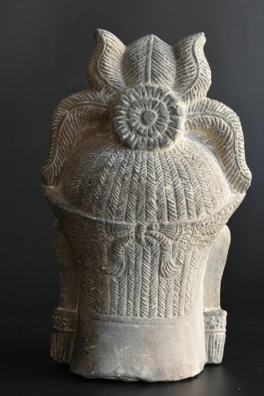 Khmer Antique Stone Buddha Head/14th-15th Century/Stone Buddha/Cambodia/Thailand 4