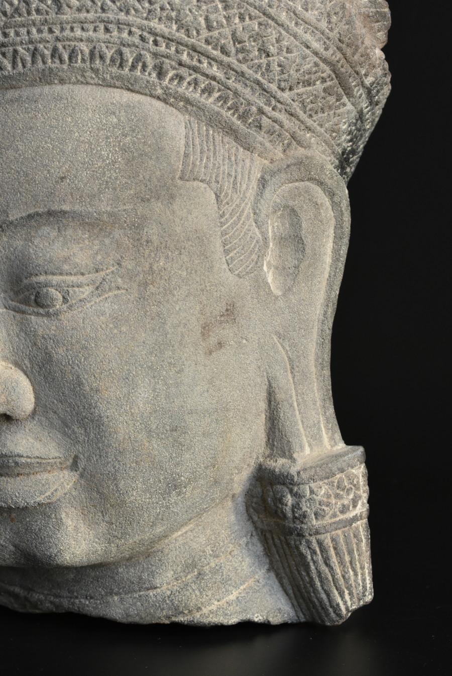 Other Khmer Antique Stone Buddha Head/14th-15th Century/Stone Buddha/Cambodia/Thailand