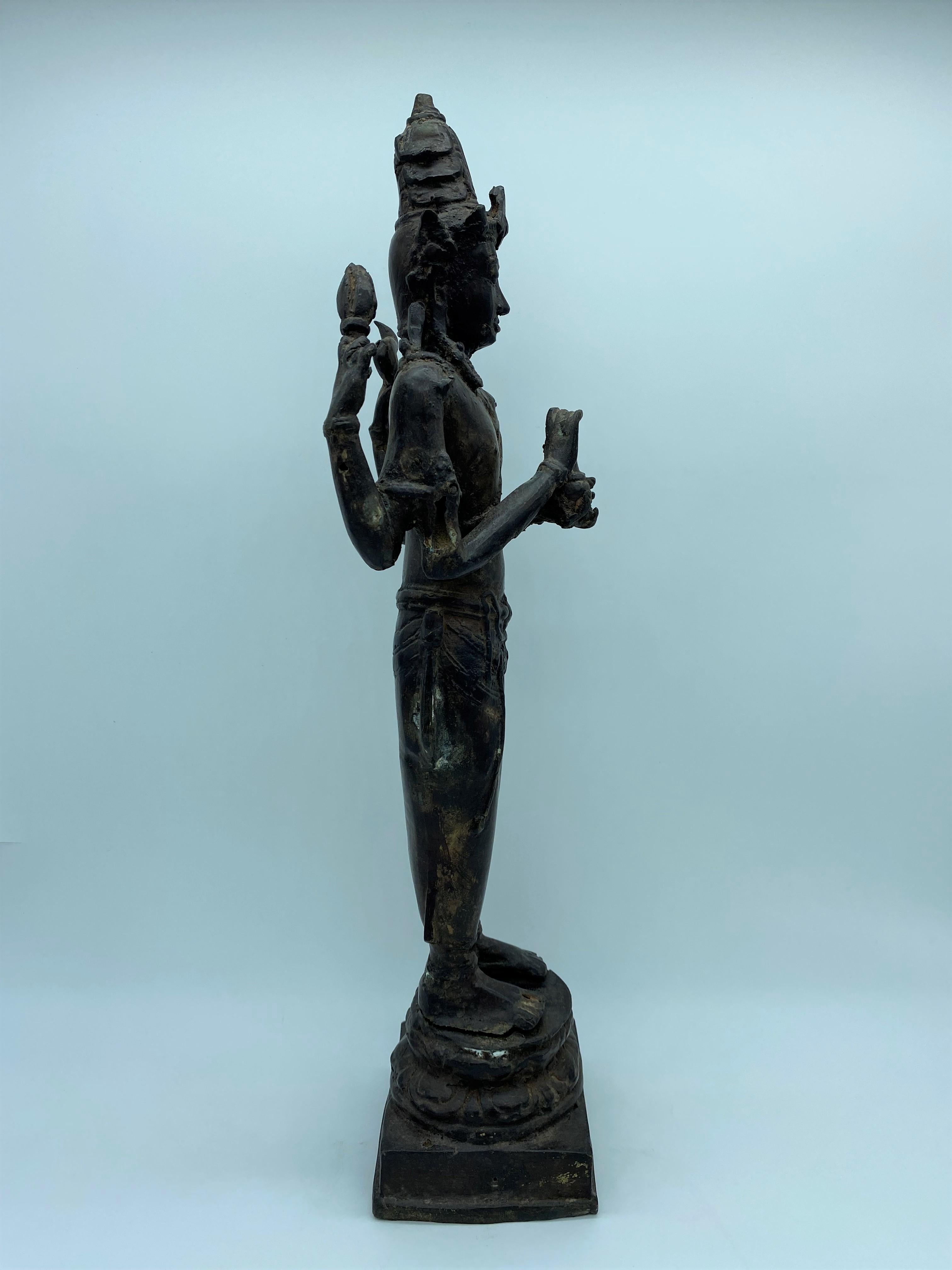 Bronze Khmer Art Divinity Statue Cambodia Early 20th Century