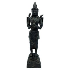 Antique Khmer Art Divinity Statue Cambodia Early 20th Century
