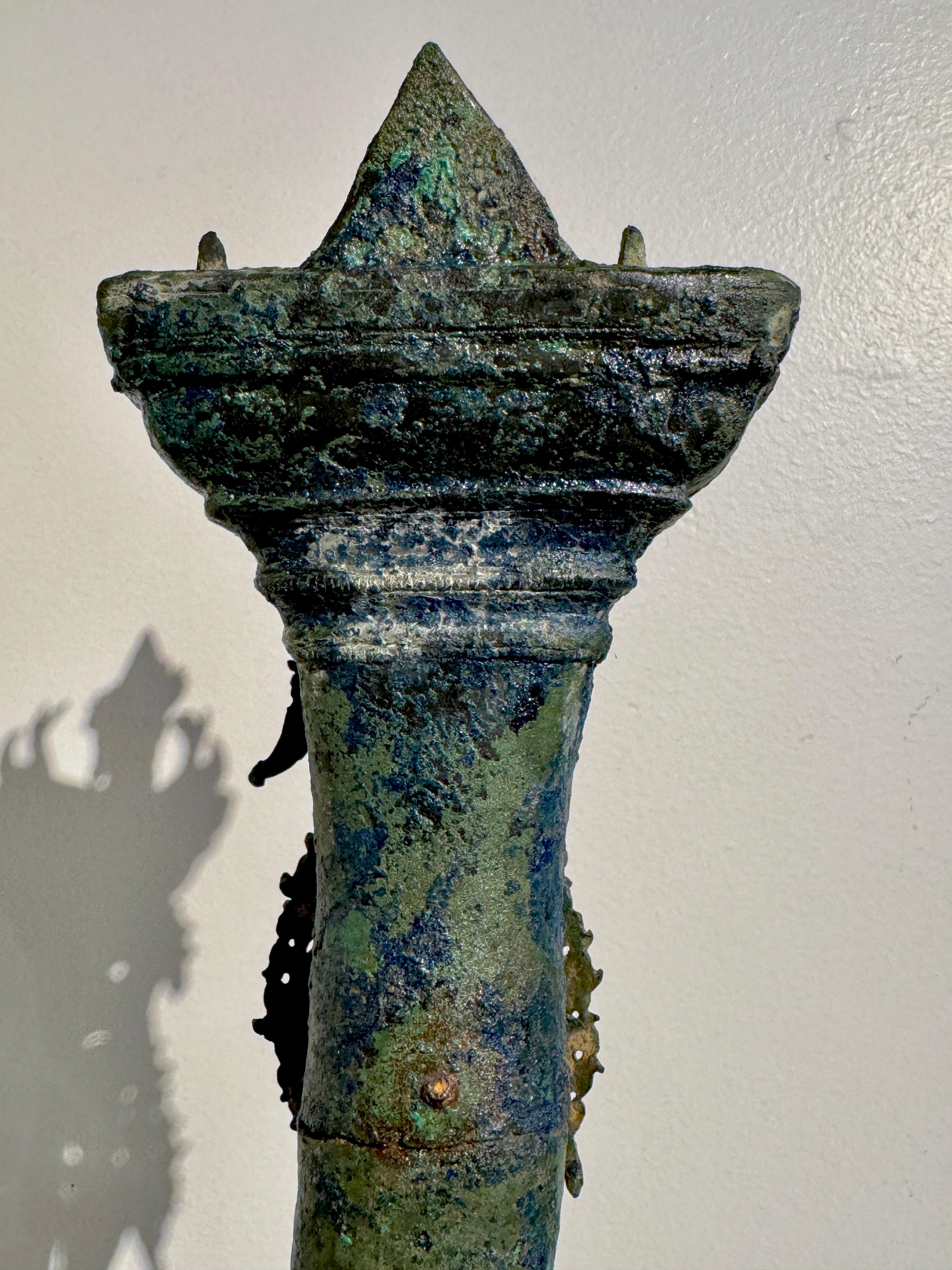 Khmer Bayon Bronze Garuda on Naga Finial, 12th/14th Century, Cambodia For Sale 4