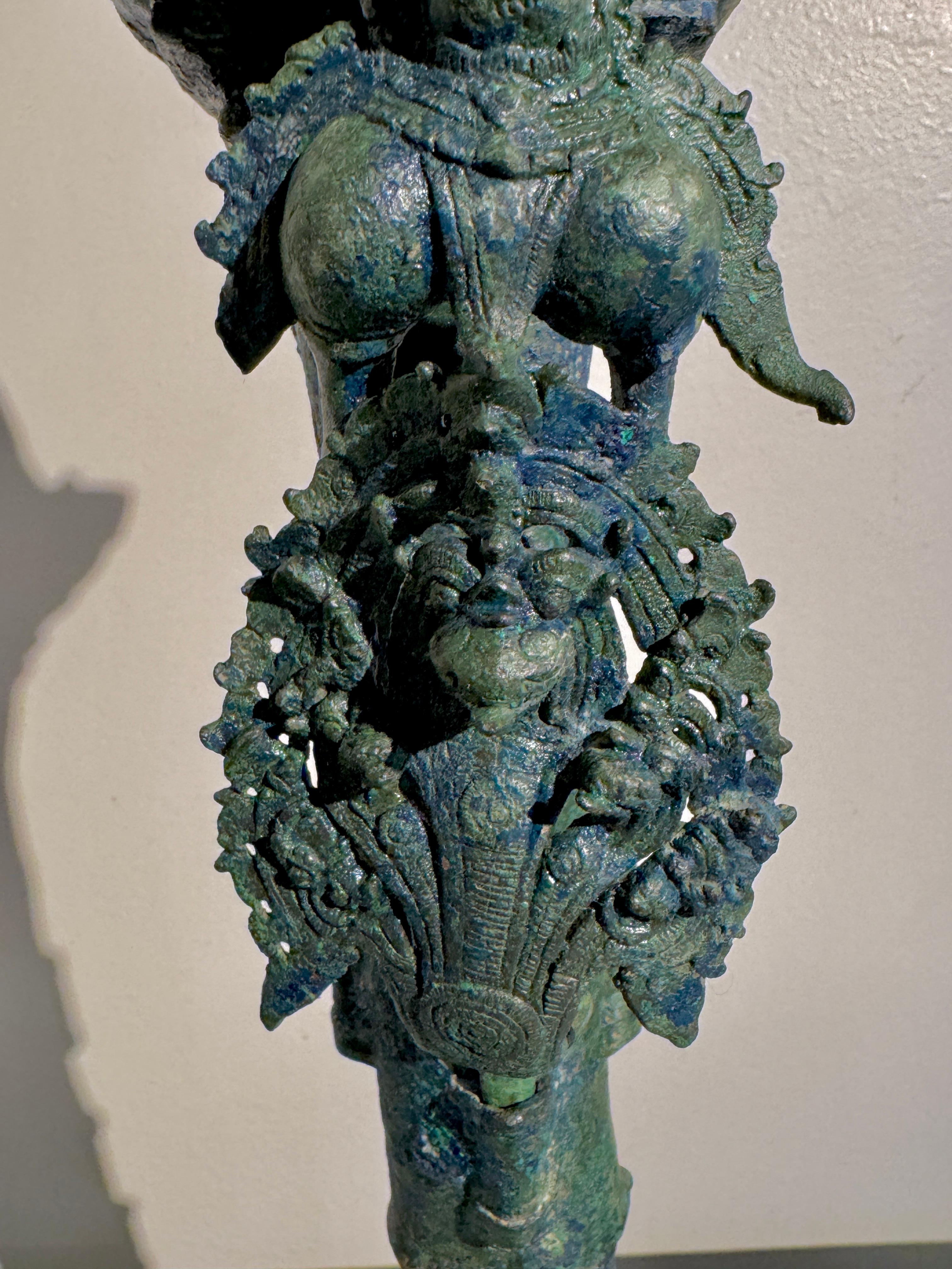 Khmer Bayon Bronze Garuda on Naga Finial, 12th/14th Century, Cambodia For Sale 9