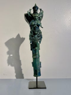 Khmer Bayon Bronze Garuda on Naga Finial, 12th/14th Century, Cambodia