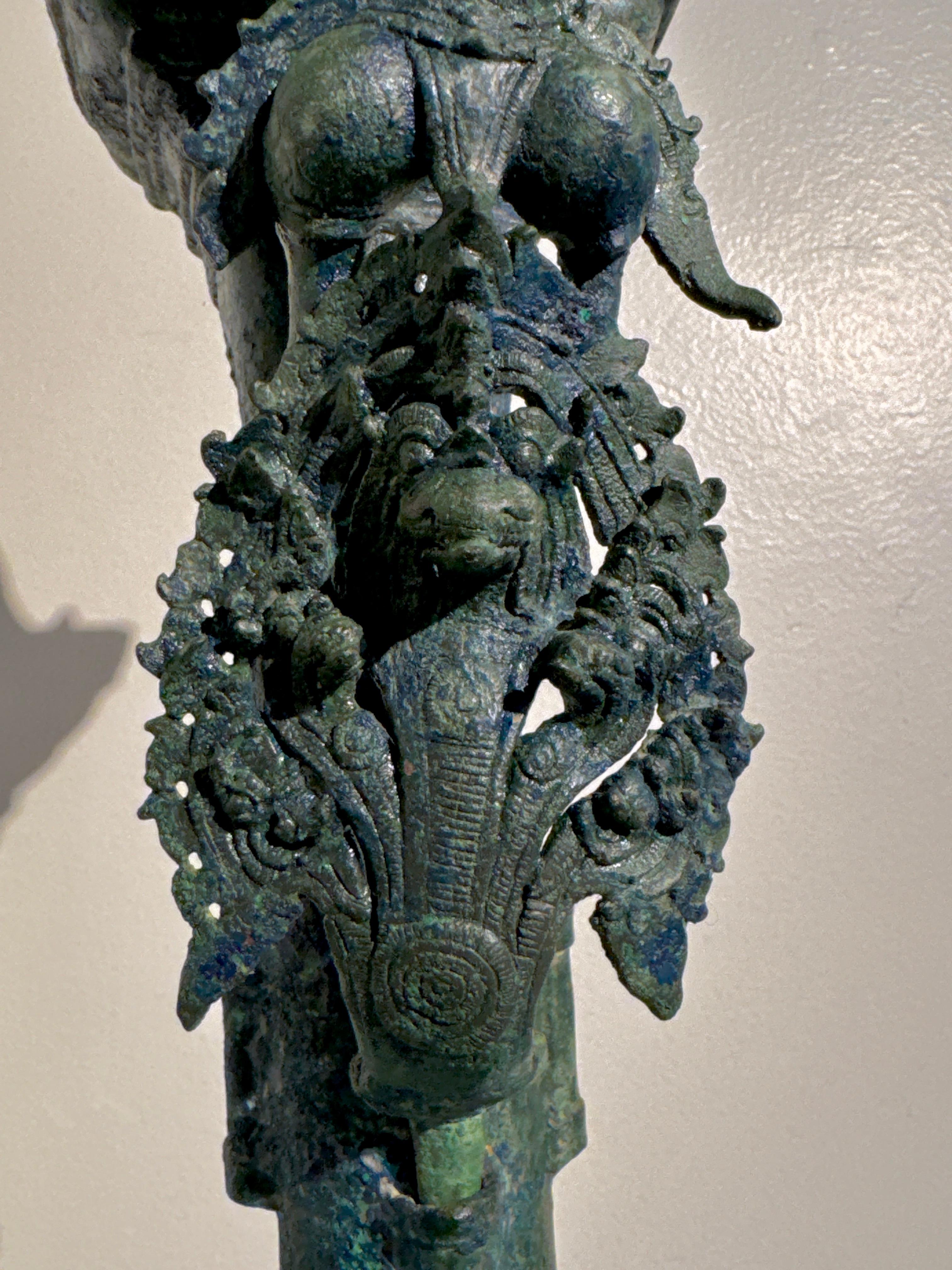 Khmer Bayon Bronze Garuda on Naga Finial, 12th/14th Century, Cambodia For Sale 2