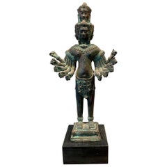 Antique Khmer Bronze Brahma Statue Cambodia