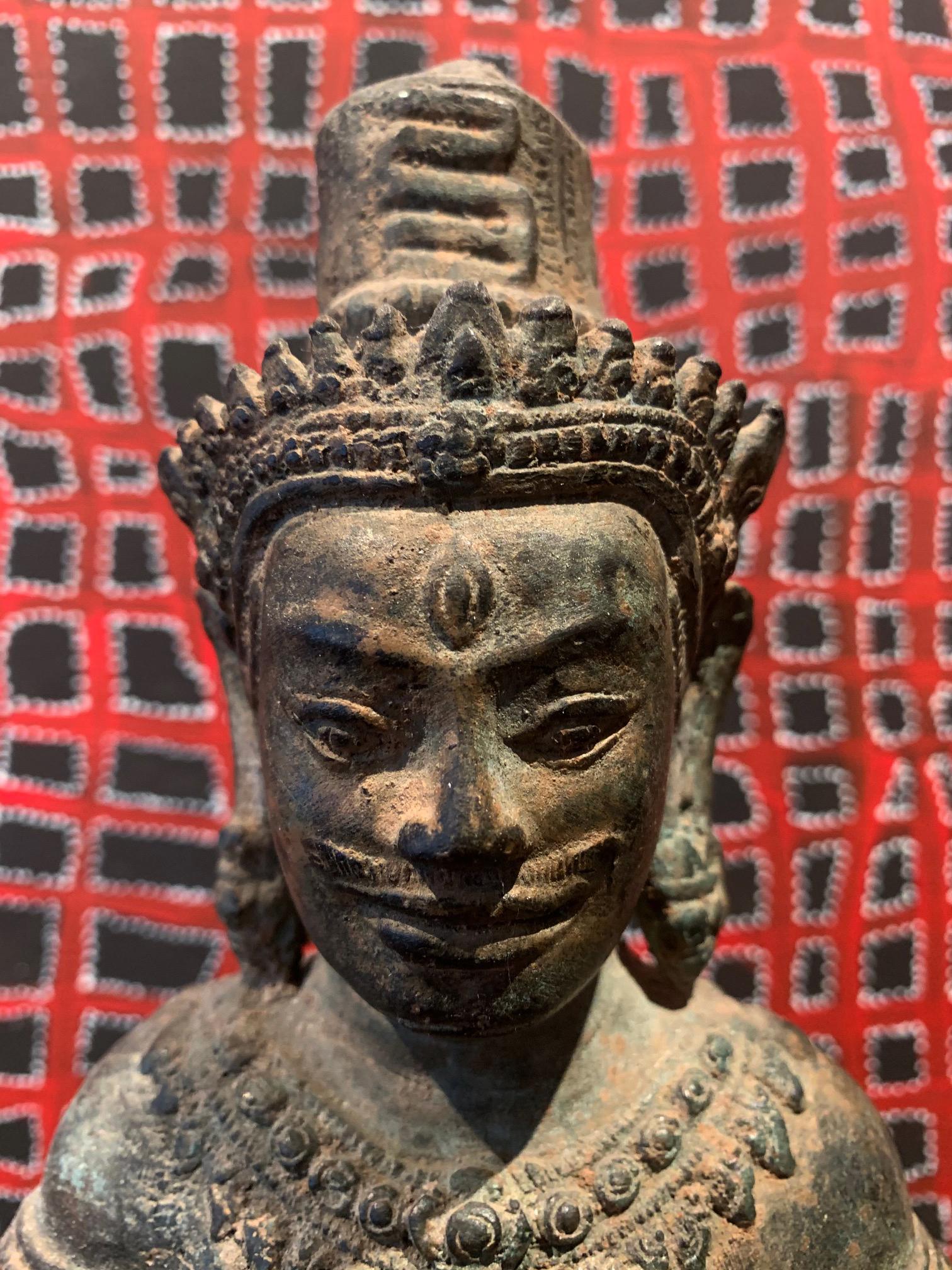 19th Century Khmer Bronze Statue of Vishnu Cambodia