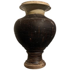 Vase khmer à glaçure brune et céladon:: période d'Angkor Vat:: 11-12e siècle