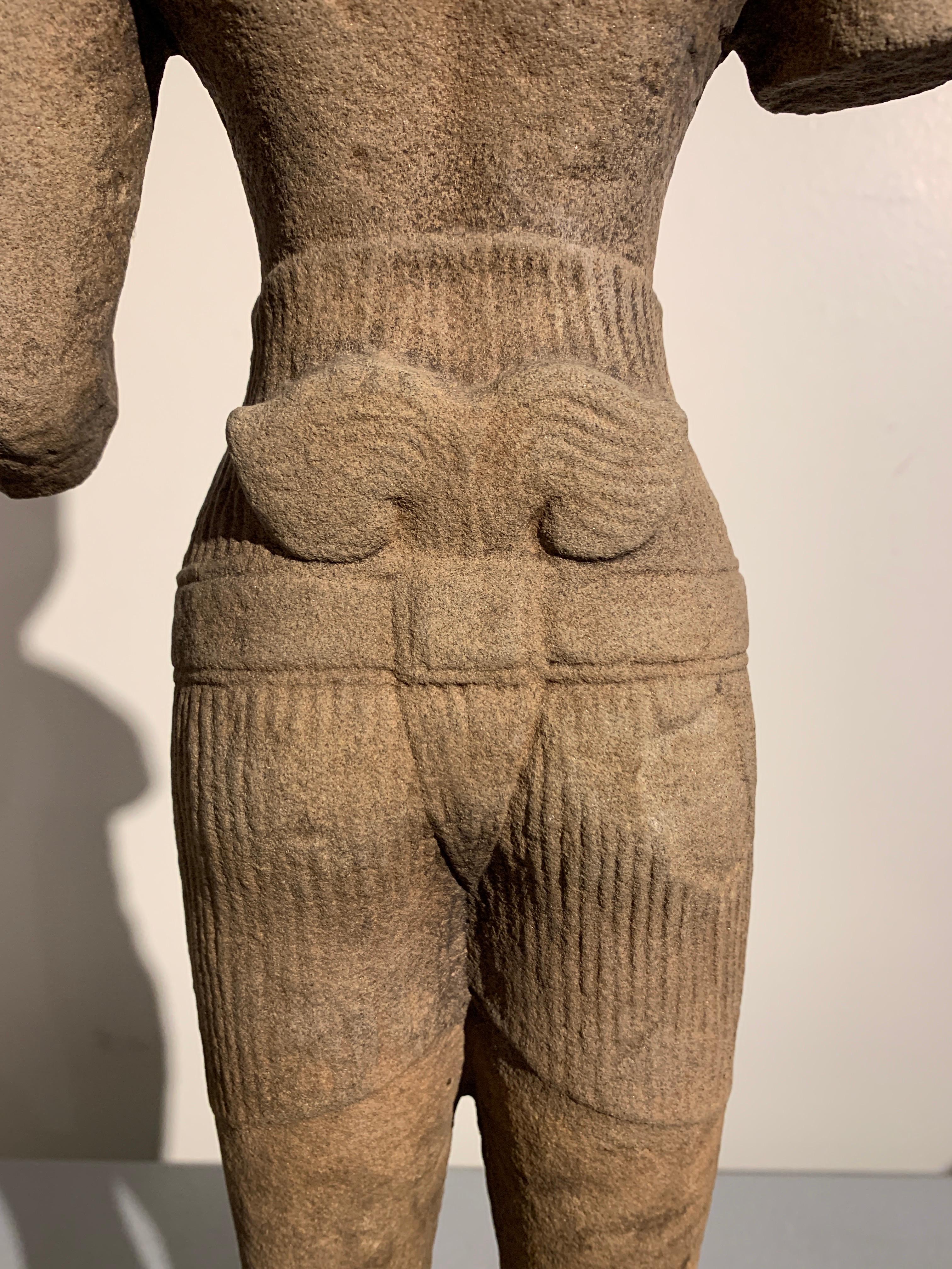 Khmer Carved Sandstone Male Deity, Style of the Baphoun, 11th Century For Sale 2