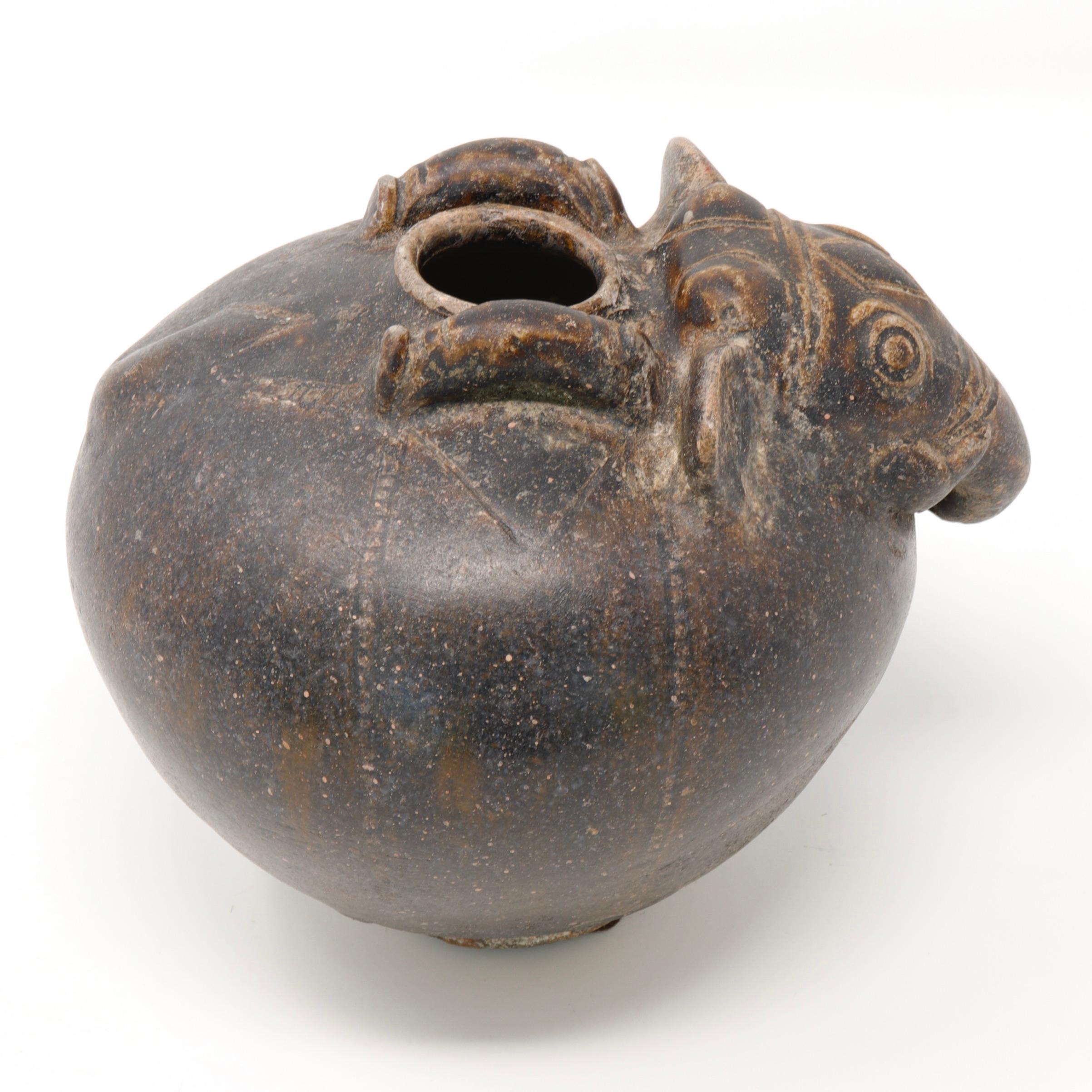 Cambodian Khmer Elephant Form Lime Pot, 12th century. For Sale