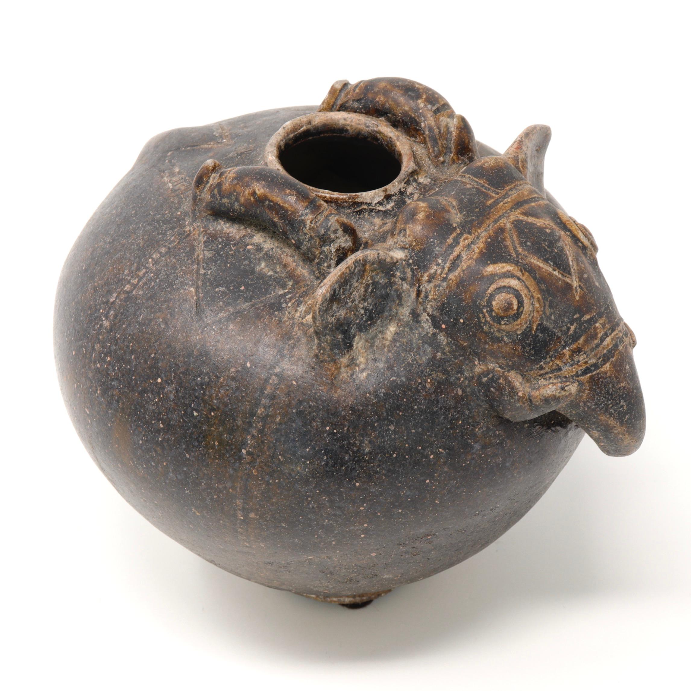 Glazed Khmer Elephant Form Lime Pot, 12th century. For Sale
