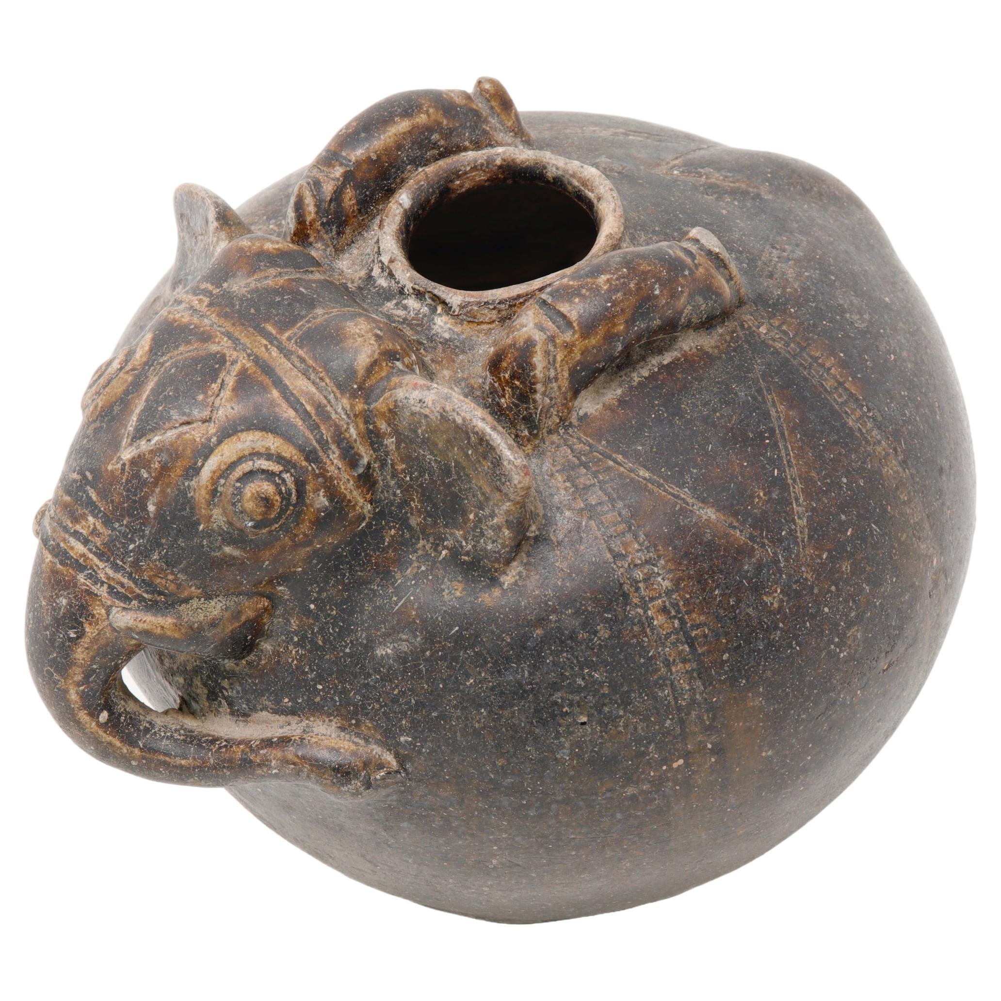 Khmer Elephant Form Lime Pot, 12th century. For Sale