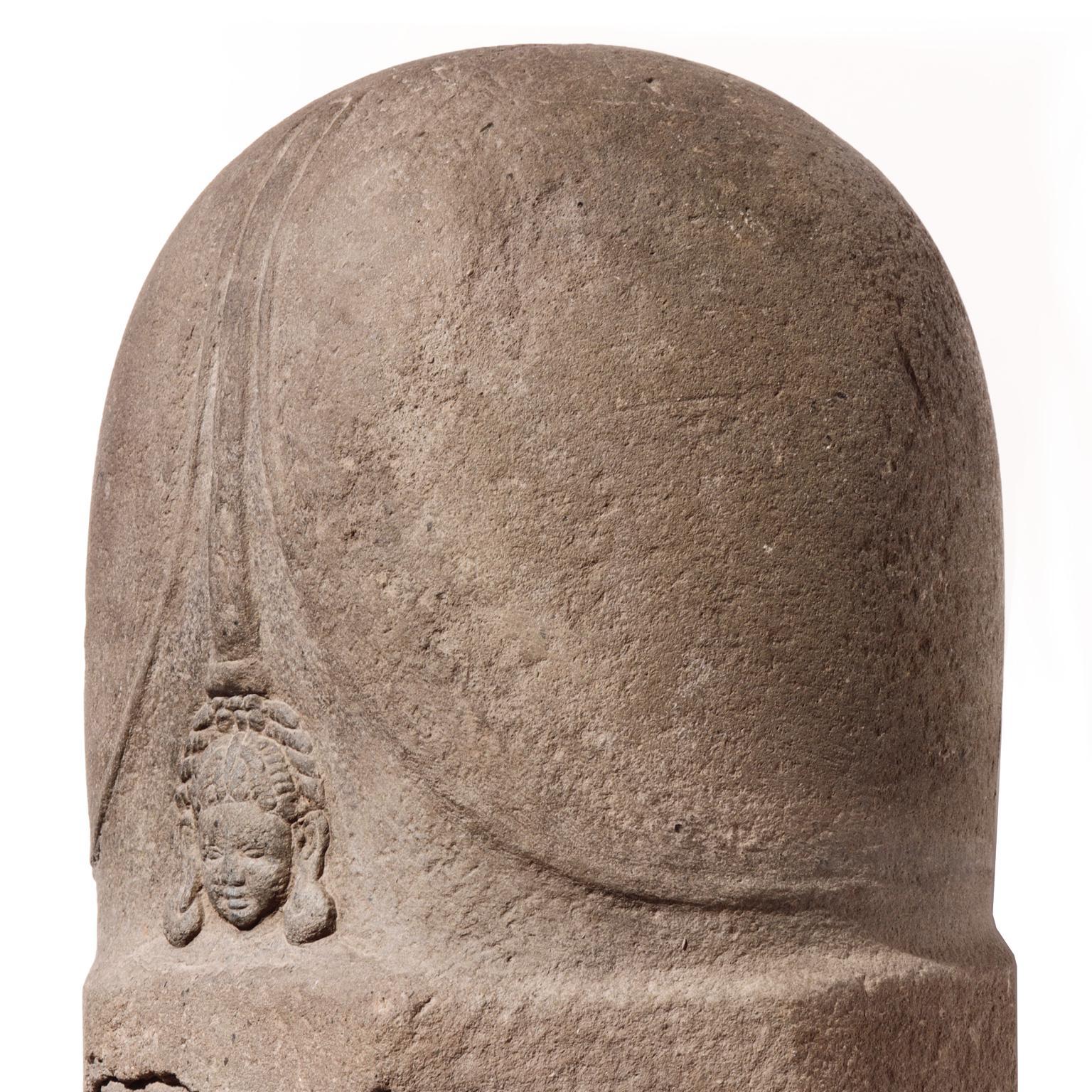 Khmer Mukhalinga Sculpture, Sandstone, Pre-Angkor Period For Sale 1