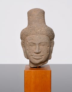 Khmer Sandstone Buddha Shiva Head 11th Century