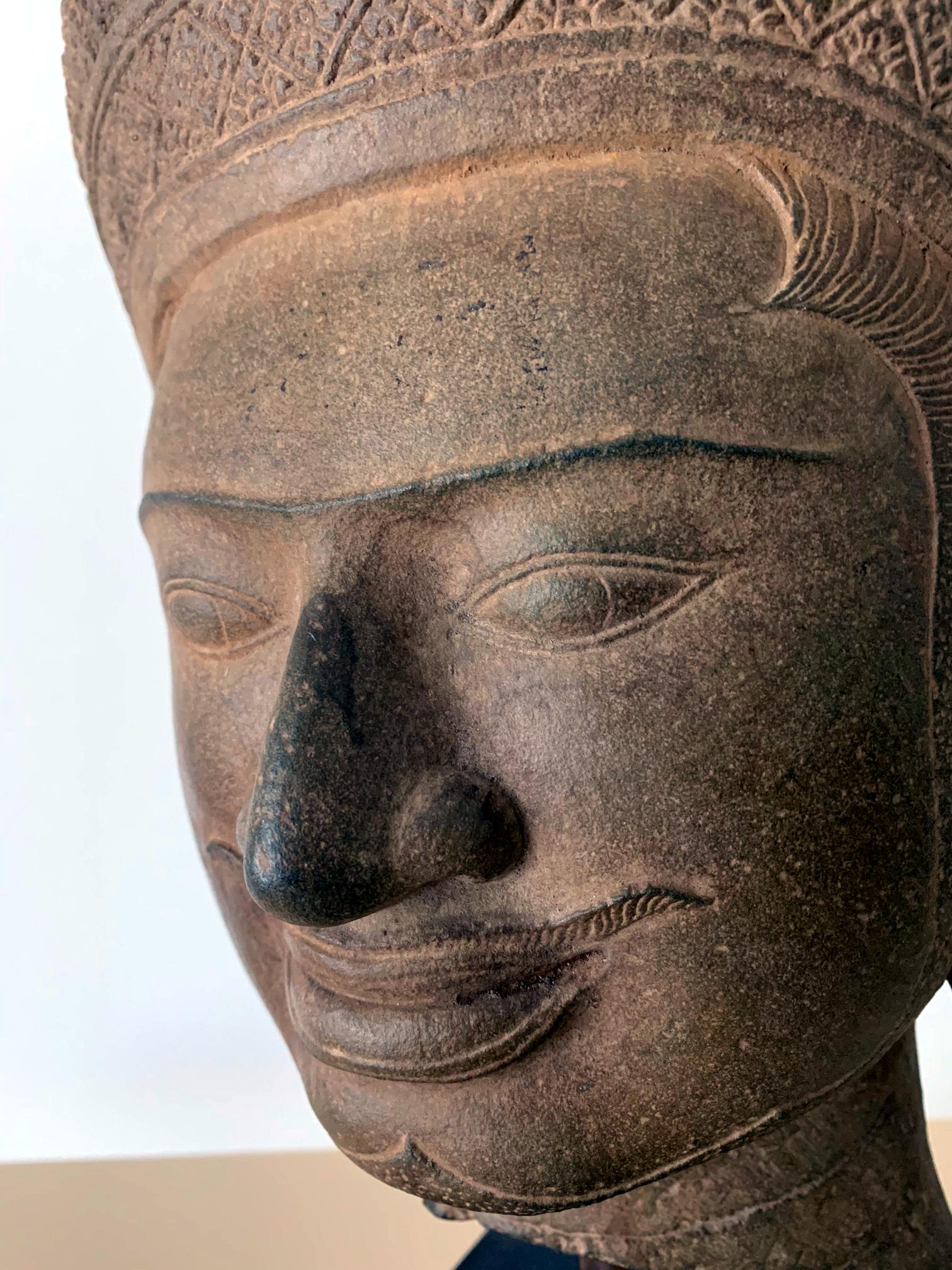 Khmer Sandstone Carving of Vishnu Cambodia 1