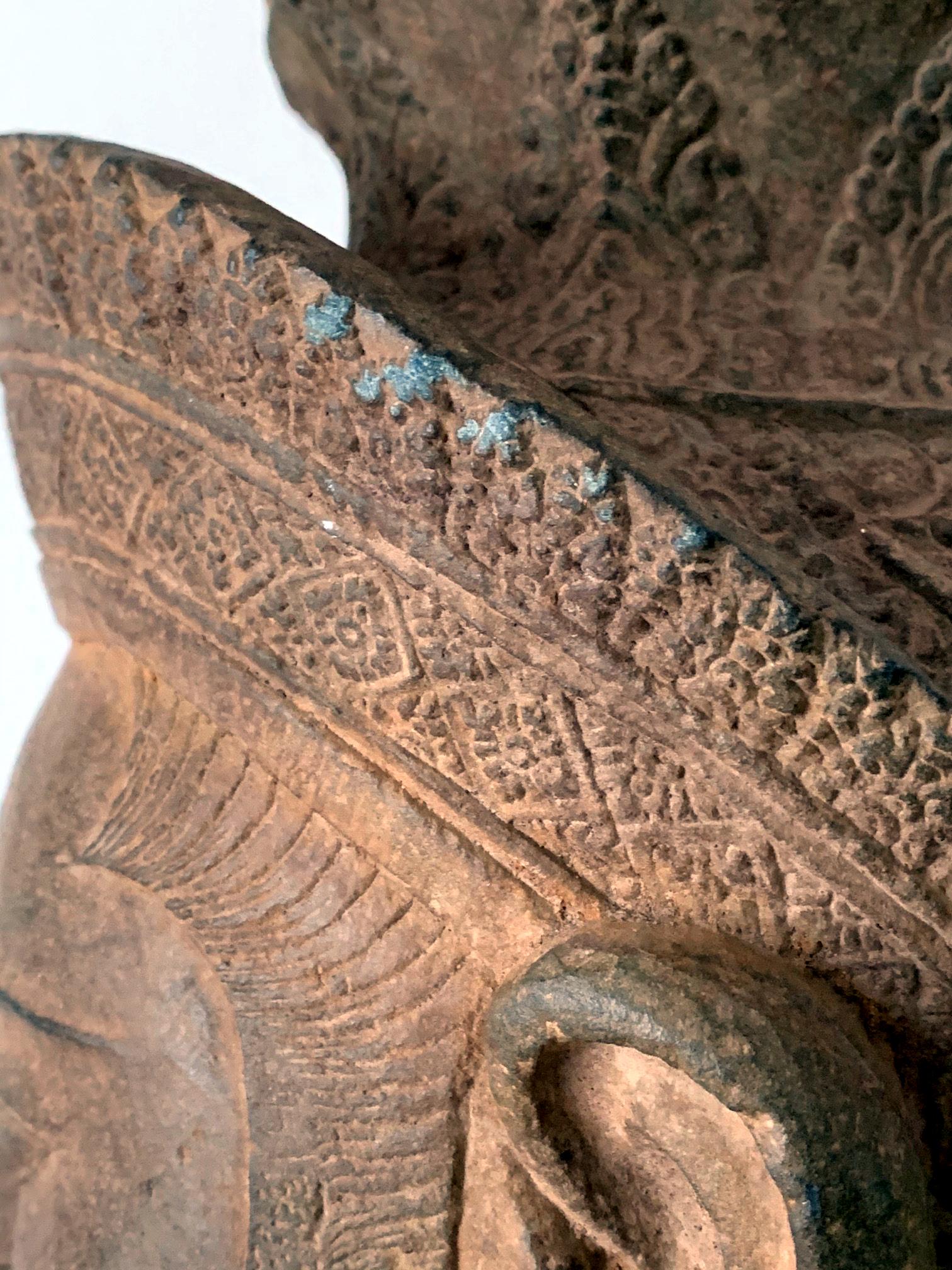 Khmer Sandstone Carving of Vishnu Cambodia 6