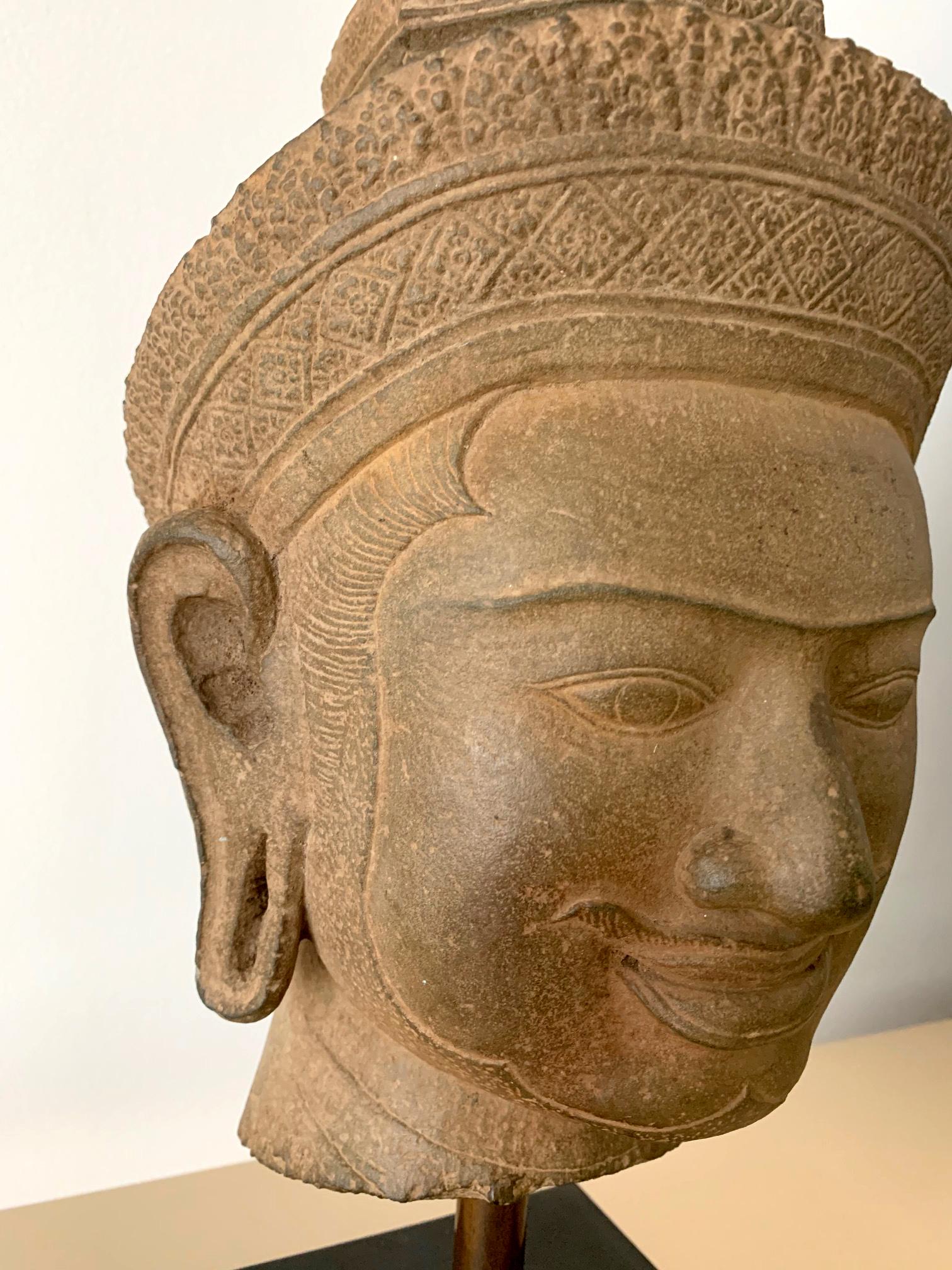 18th Century and Earlier Khmer Sandstone Carving of Vishnu Cambodia