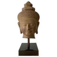 Antique Khmer Sandstone Carving of Vishnu Cambodia