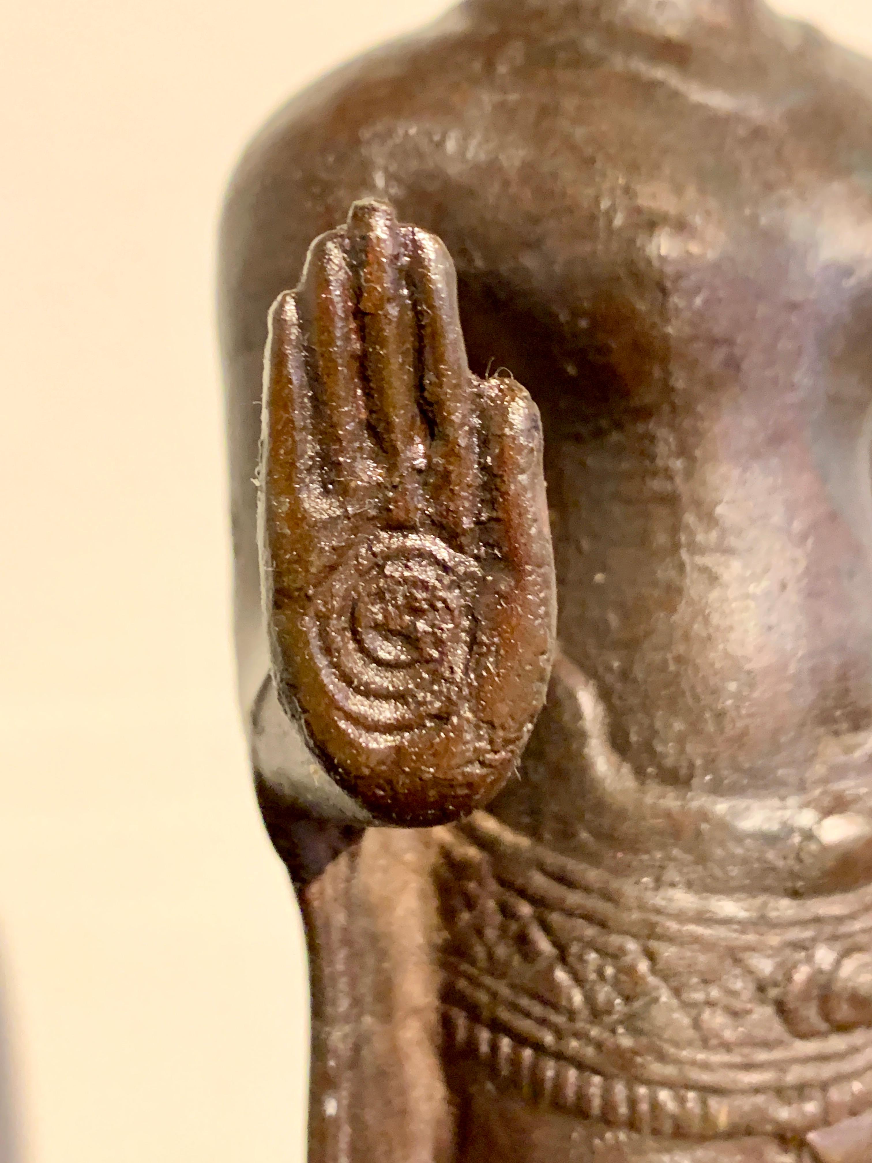 Khmer Style Bronze Figure of a Standing Buddha, Mid-20th Century, Thailand For Sale 7