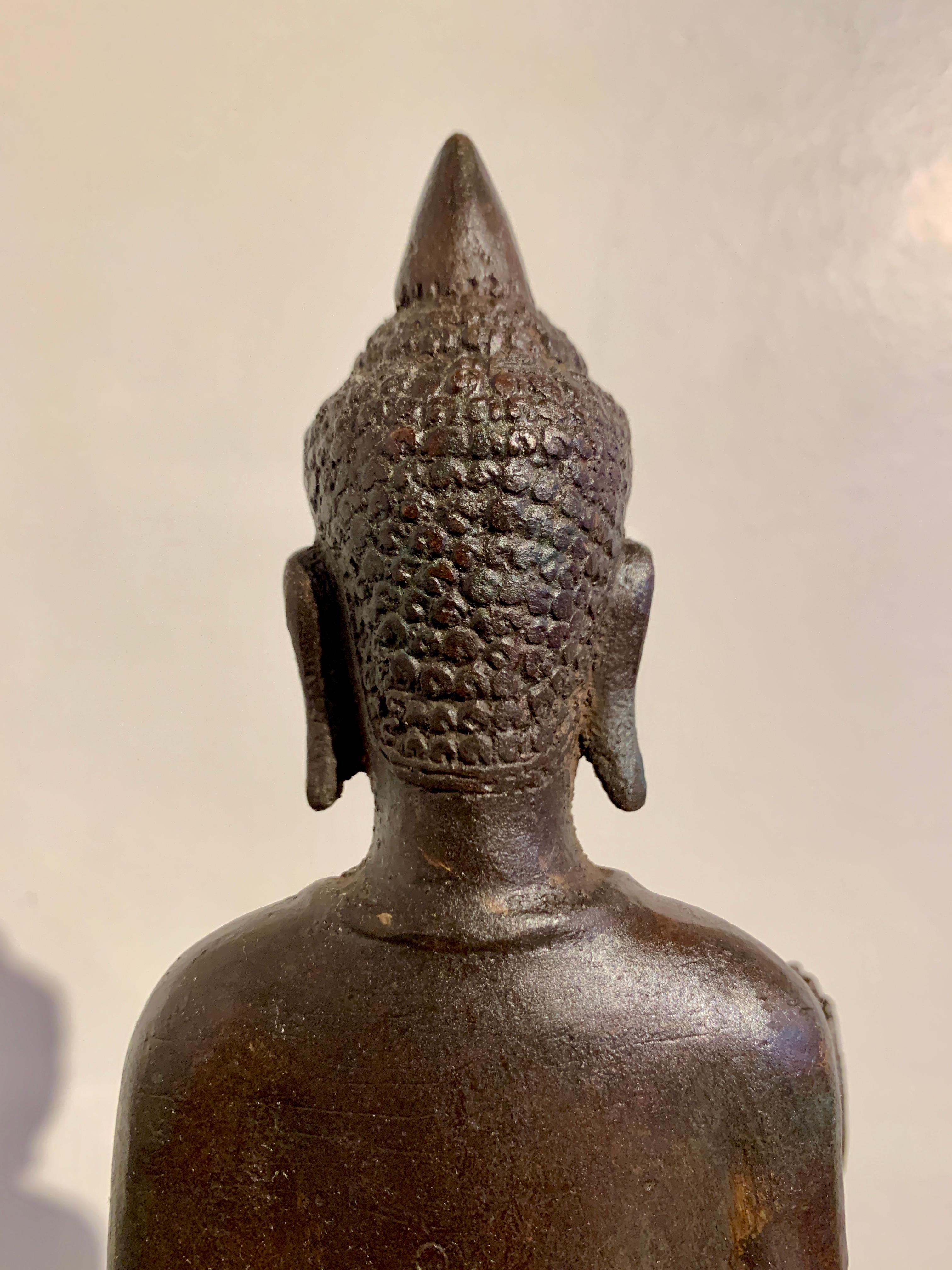 Khmer Style Bronze Figure of a Standing Buddha, Mid-20th Century, Thailand For Sale 10