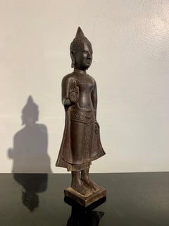 Khmer Style Bronze Figure of a Standing Buddha, Mid-20th Century, Thailand