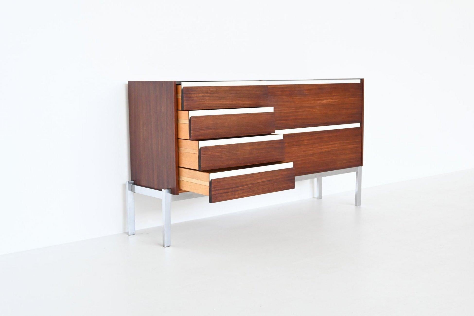 Metal Kho Liang Ie and Wim Crouwel sideboard in teak Fristho The Netherlands 1957 For Sale