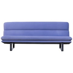 Kho Liang Ie C684 wood and blue velvet sofa for Artifort, 60s