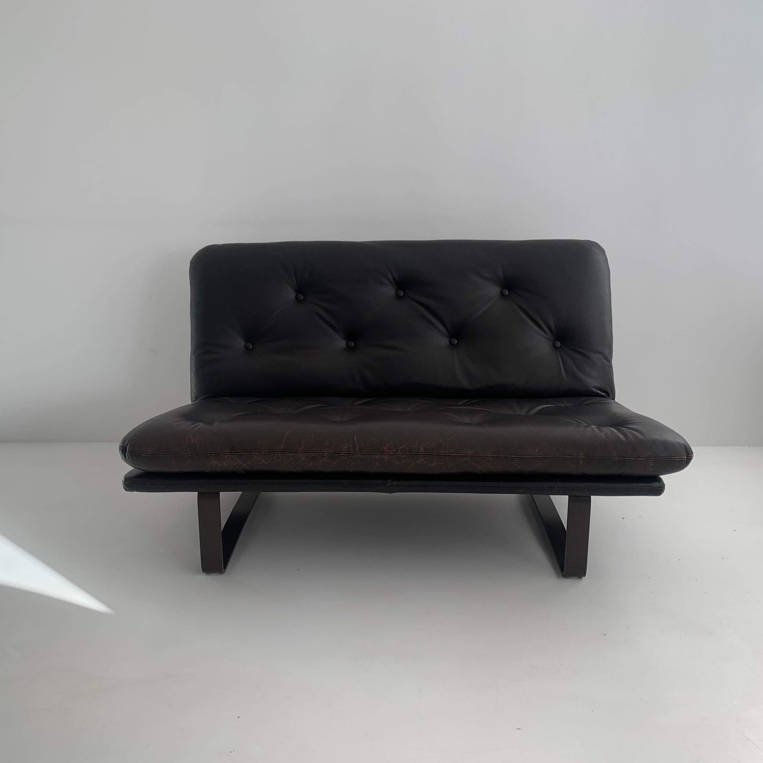 Late 20th Century Kho Liang Ie for Artifort model C684 brown leather sofa, 1970’s