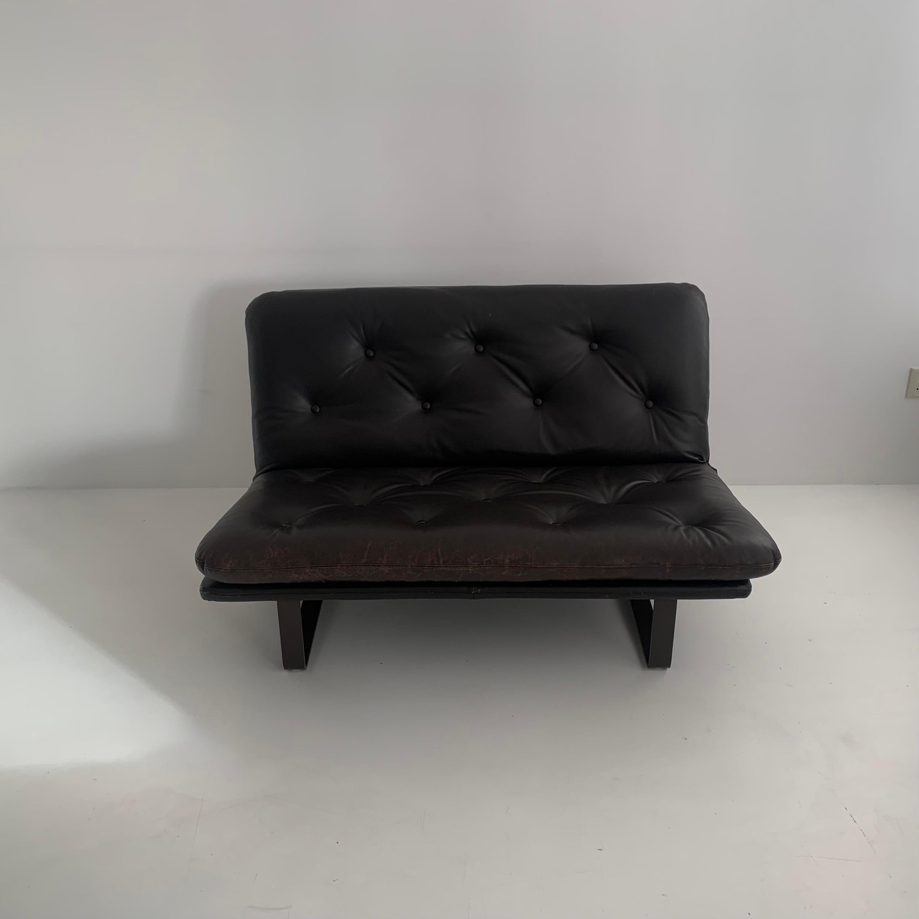 Kho Liang Ie for Artifort model C684 brown leather sofa, 1970’s 2