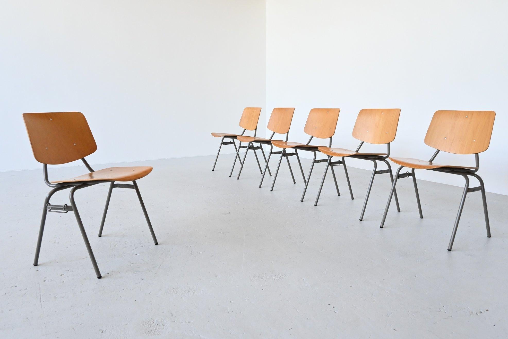 Dutch Kho Liang Ie Model 305 Birch Stacking Chairs CAR Katwijk, the Netherlands, 1957