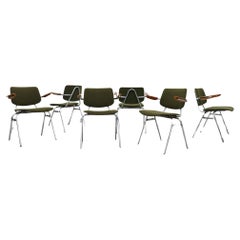 Retro Kho Liang Ie ‘Model 395 B/Z’ Green Stacking Chairs with Armrests