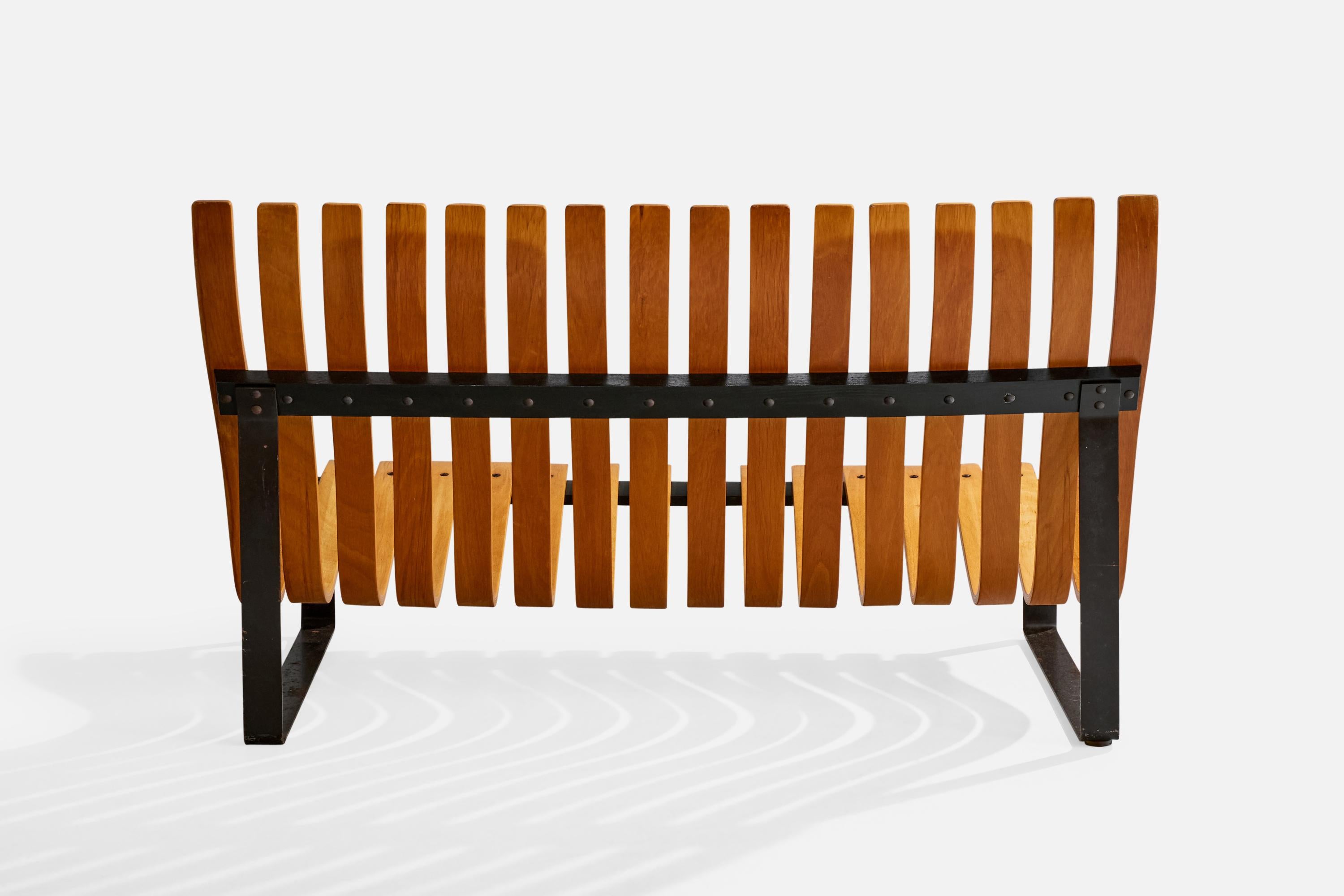 Dutch Kho Liang Le Attribution, Bench, Metal, Bentwood, Netherlands, 1960s For Sale