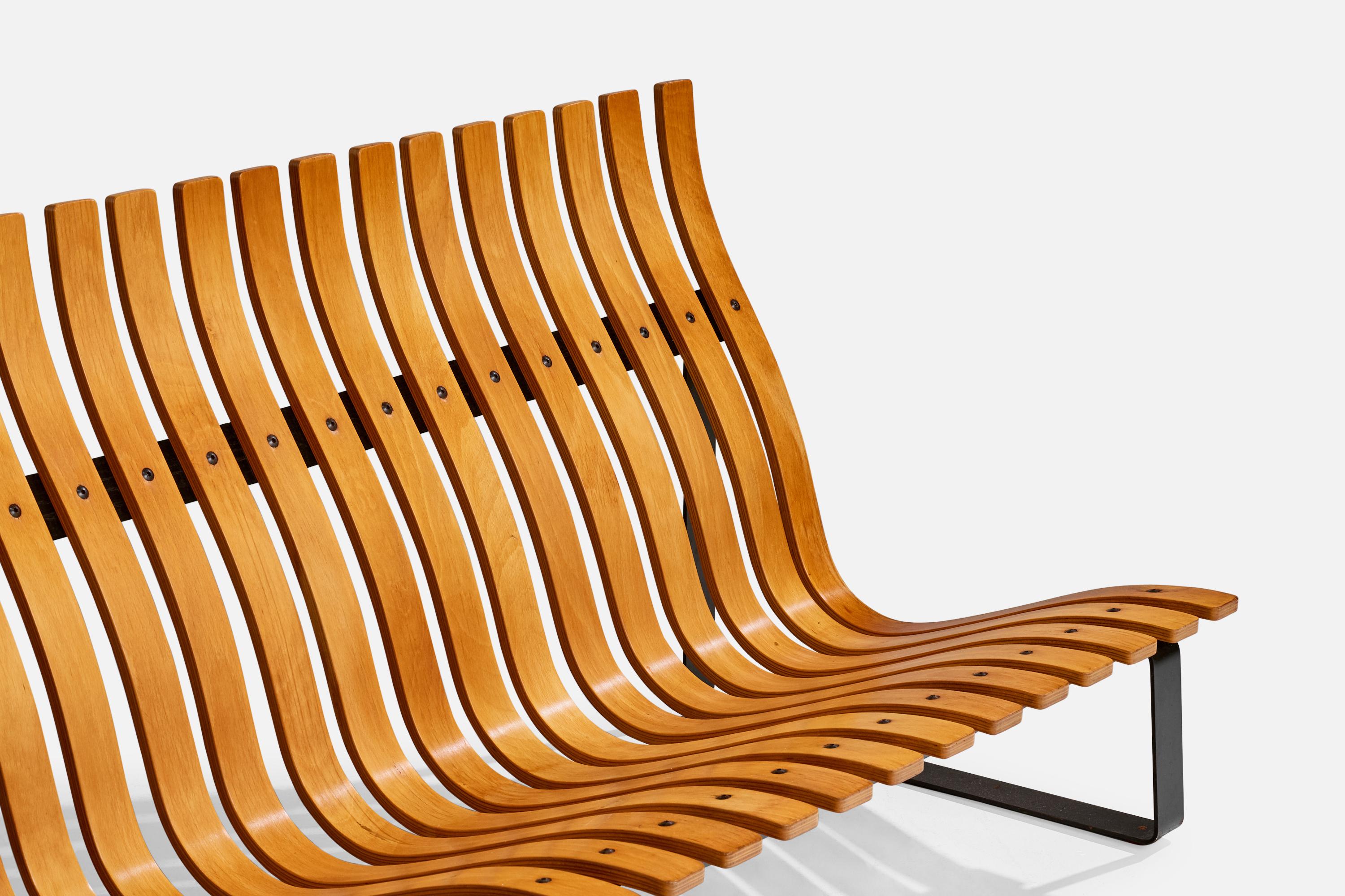 Kho Liang Le Attribution, Bench, Metal, Bentwood, Netherlands, 1960s For Sale 1