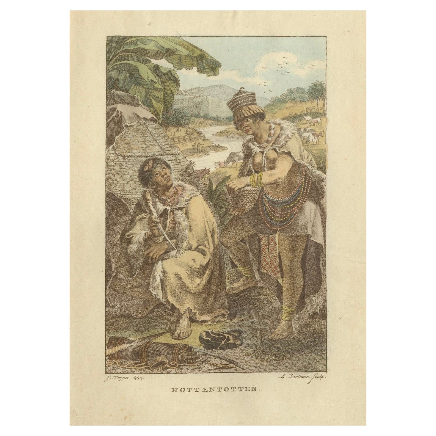 Figures Khoikhoi d
Afrique australe - Gravure ethnographique ancienne. C.I.C.