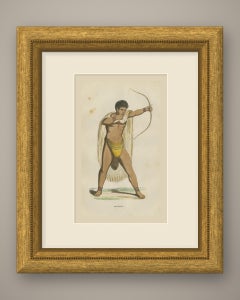 Khoikhoi Man of Southern Africa, Antique Hand-Colored Ethnographic Print, 1854