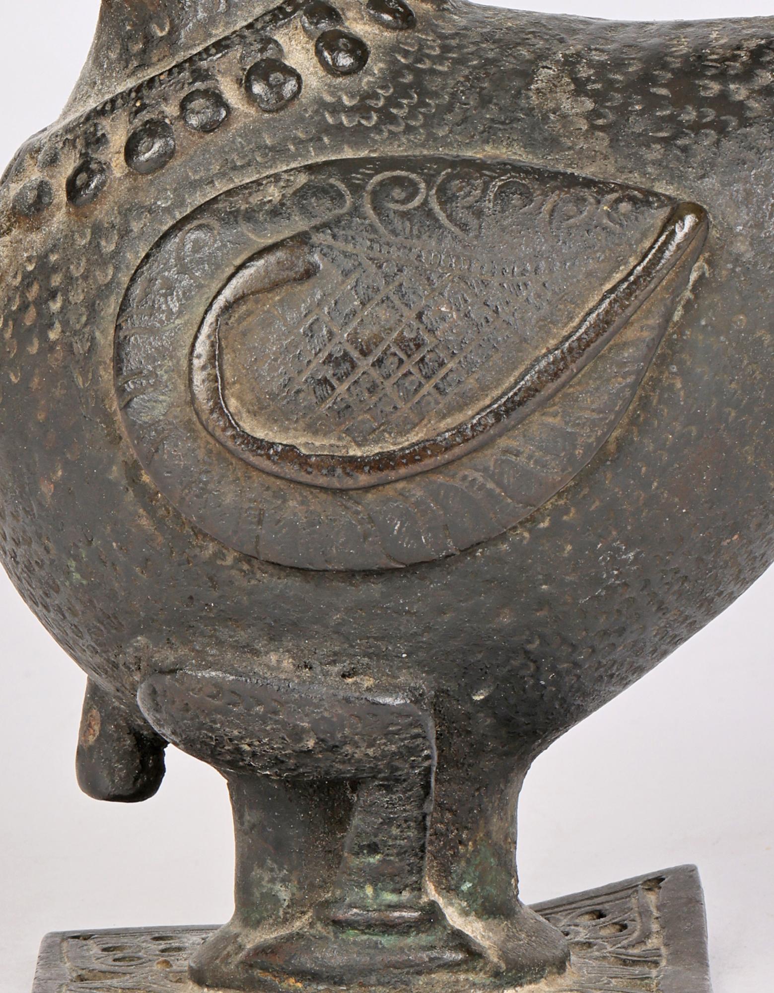 Khond Attributed Bronzed Metal Hamsa Bird Figure from Orsissa, India 2