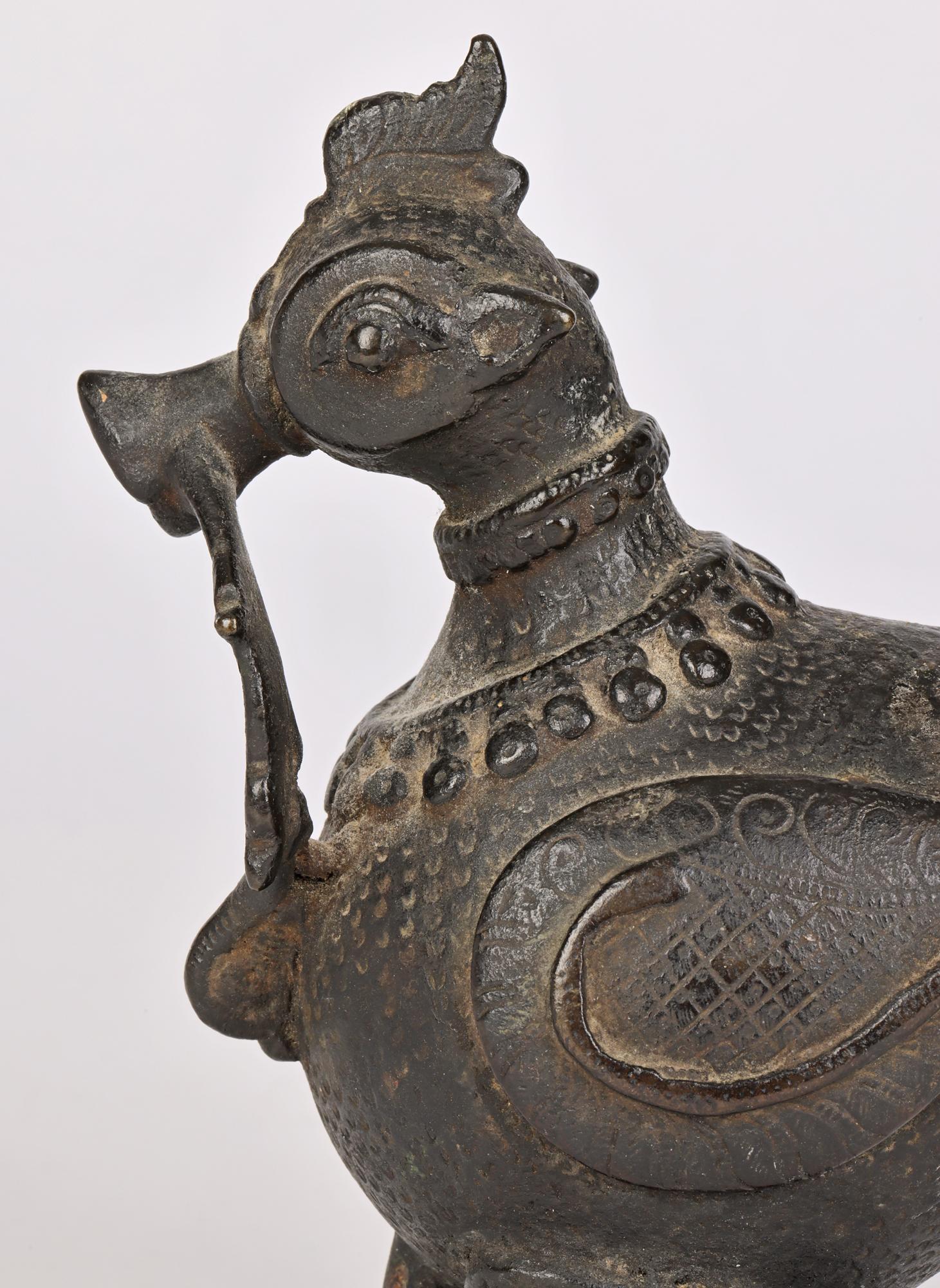 Khond Attributed Bronzed Metal Hamsa Bird Figure from Orsissa, India 5