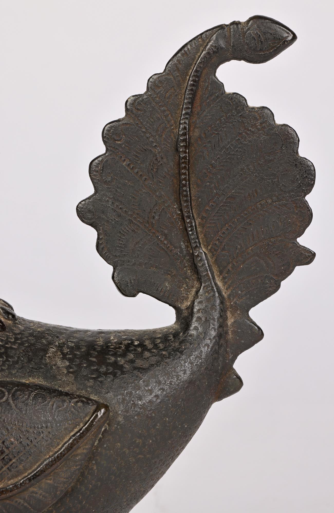 Khond Attributed Bronzed Metal Hamsa Bird Figure from Orsissa, India 6