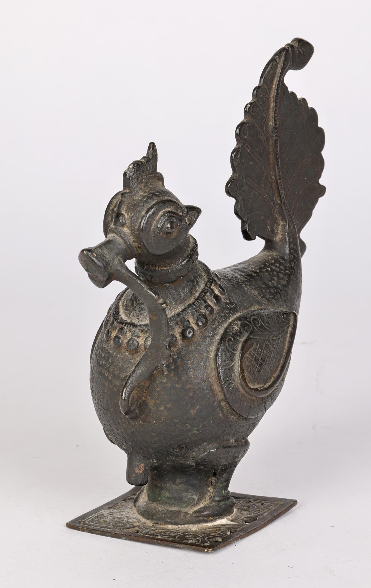 Anglo Raj Khond Attributed Bronzed Metal Hamsa Bird Figure from Orsissa, India